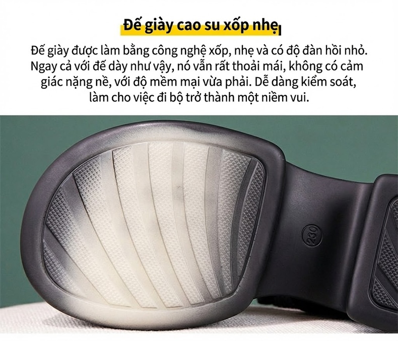 Giày Sandal Cao Gót Nữ Da Bò Quai Cao Cổ Gót Vuông Đế Cao 4cm - 6cm Màu Đen, Nâu, Be chi tiết 9