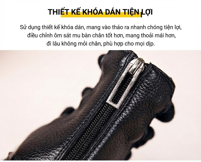 Giày Sandal Cao Gót Nữ Da Bò Quai Cao Cổ Gót Vuông Đế Cao 4cm - 6cm Màu Đen, Nâu, Be chi tiết 8