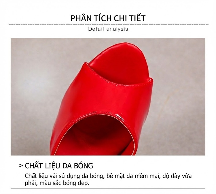 Giày Sandal Cao Gót Nữ Hở Mũi Quai Hậu Da Bóng Gót Cao 11cm Màu Đen, Trắng, Đỏ, Xanh... chi tiết 5