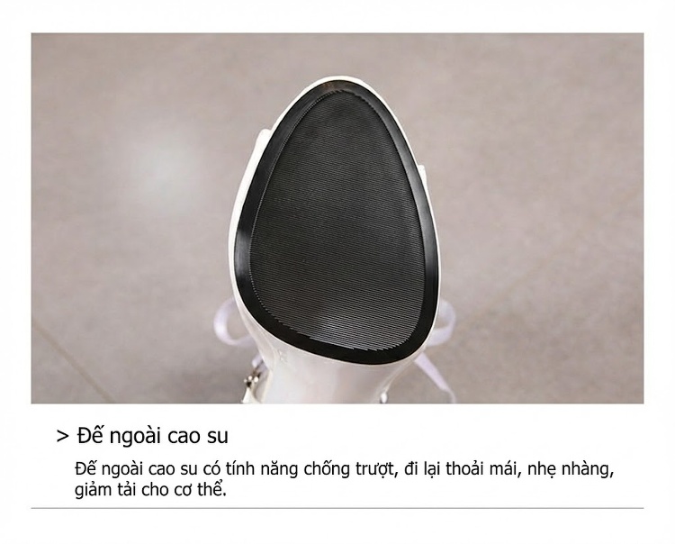Giày Sandal Cao Gót Nữ Hở Ngón Da Bóng Quai Ren Gót Cao 11cm Màu Đen, Trắng, Đỏ, Vàng, Xanh... chi tiết 9