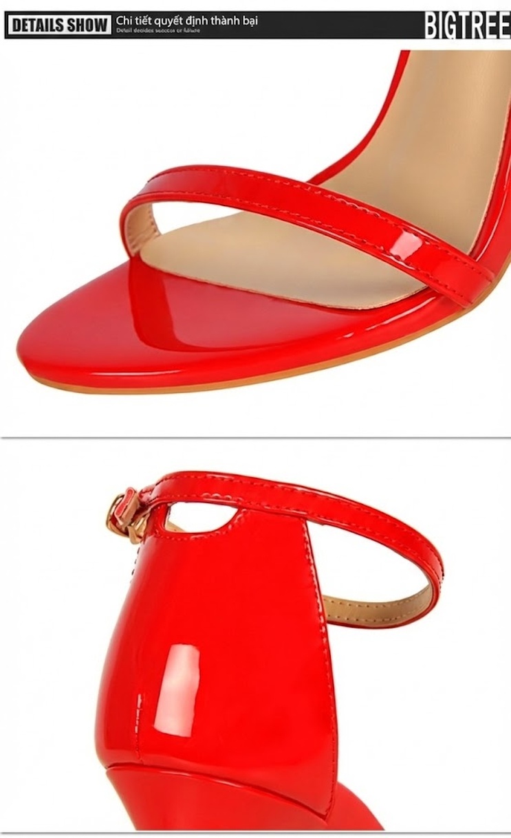 Giày Sandal Cao Gót Nữ Da Bóng Hở Ngón Quai Mảnh Gót Cao 10cm - 12cm Màu Đen, Đỏ, Trắng, Nude... chi tiết 13