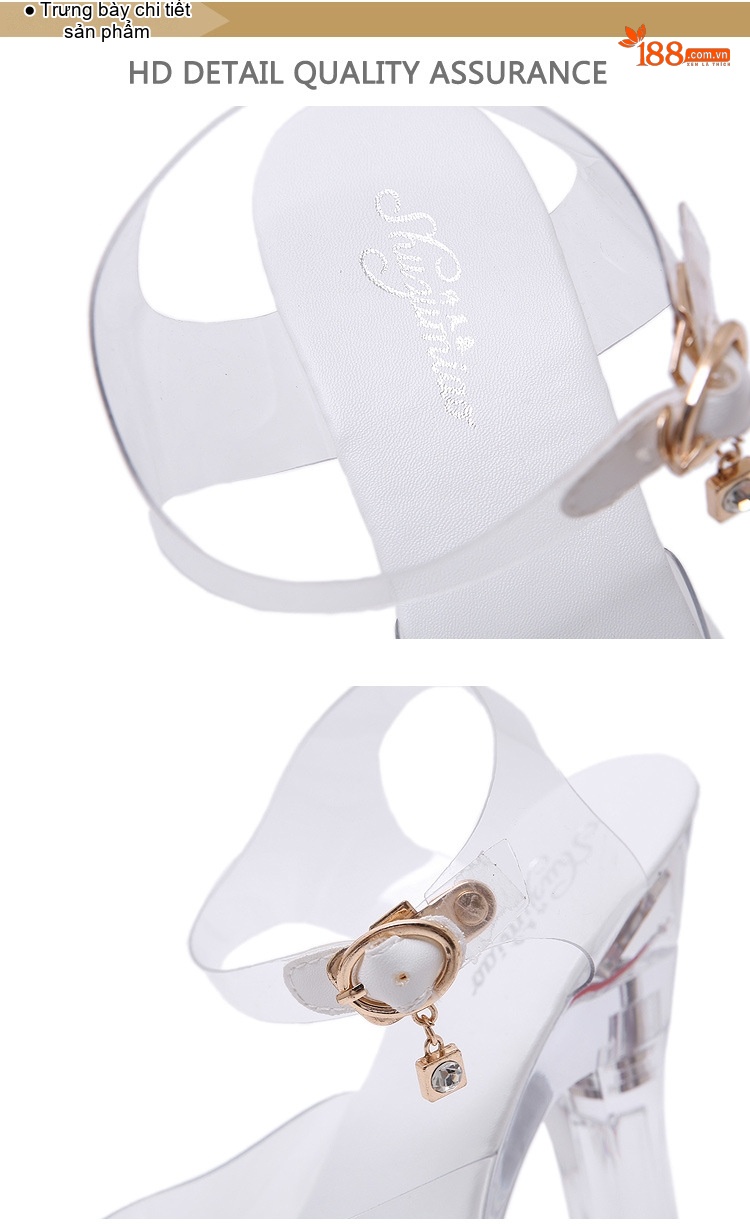 Giày Sandal Cao Gót Nữ Quai Trong Suốt Đế Phát Sáng Gót Cao 10cm - 12cm chi tiết 19
