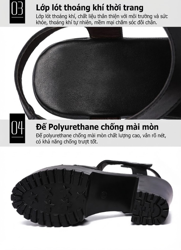 Giày Sandal Cao Gót Nữ Quai Hậu Đế Xuồng Gót Cao 8cm Màu Đen, Trắng chi tiết 6