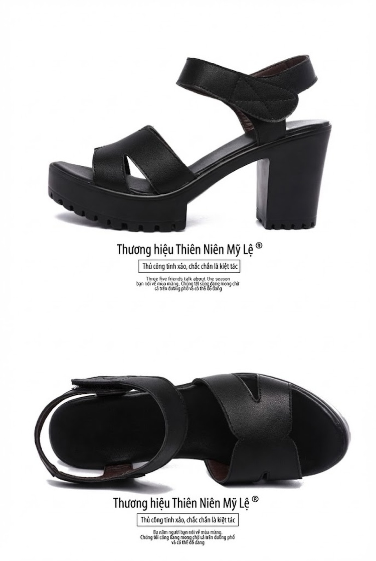 Giày Sandal Cao Gót Nữ Quai Hậu Đế Xuồng Gót Cao 8cm Màu Đen, Trắng chi tiết 15