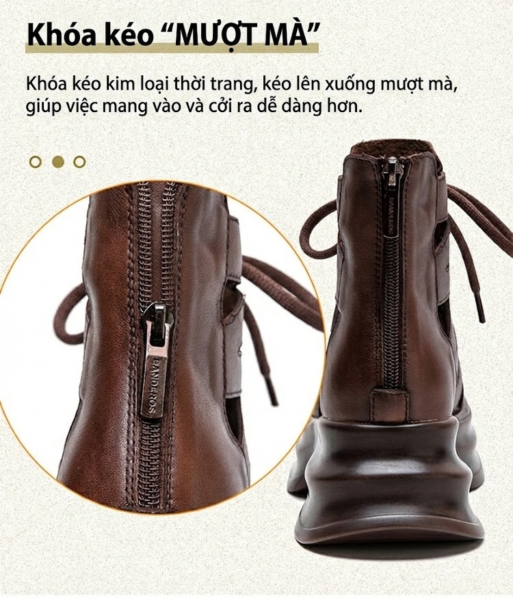 Dép Sandal Nữ Cao Cổ Buộc Dây Hở Ngón Đế Cao 4cm - 5cm Màu Đen, Nâu chi tiết 6