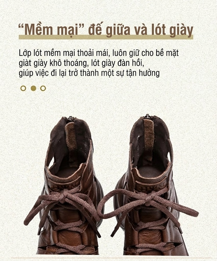 Dép Sandal Nữ Cao Cổ Buộc Dây Hở Ngón Đế Cao 4cm - 5cm Màu Đen, Nâu chi tiết 5