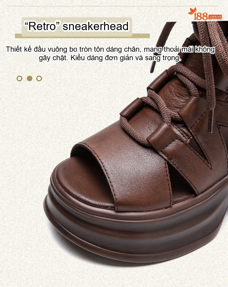 Dép Sandal Nữ Cao Cổ Buộc Dây Hở Ngón Đế Cao 4cm - 5cm Màu Đen, Nâu chi tiết 3