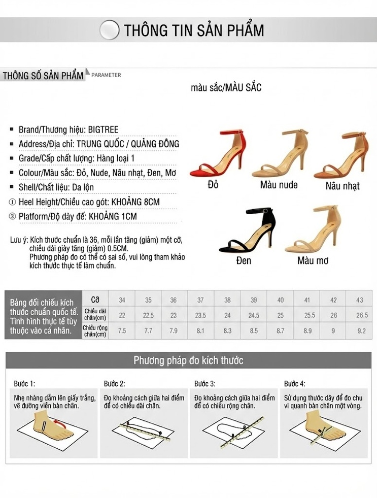 Giày Sandal Cao Gót Nữ Hở Ngón Quai Mảnh Nỉ Gót Cao 8cm - 9cm Màu Đen, Đỏ, Nude, Nâu chi tiết 1