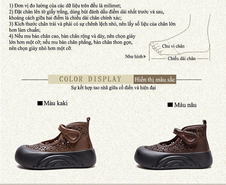 Dép Sandal Nữ Cao Cổ Đế Xuồng Lỗ Thoáng Khí Đế Cao 5cm - 6cm Màu Nâu, Đen chi tiết 2