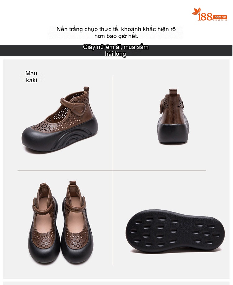 Dép Sandal Nữ Cao Cổ Đế Xuồng Lỗ Thoáng Khí Đế Cao 5cm - 6cm Màu Nâu, Đen chi tiết 16