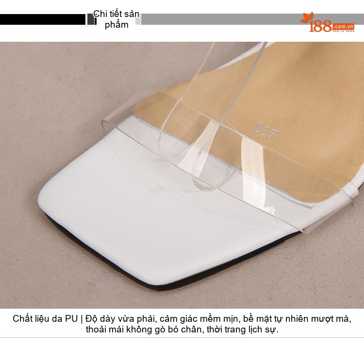 Giày Sandal Cao Gót Nữ Quai Mảnh Gót Ly Đính Dây Xích Gót Cao 8cm Màu Đen, Trắng, Đỏ chi tiết 2