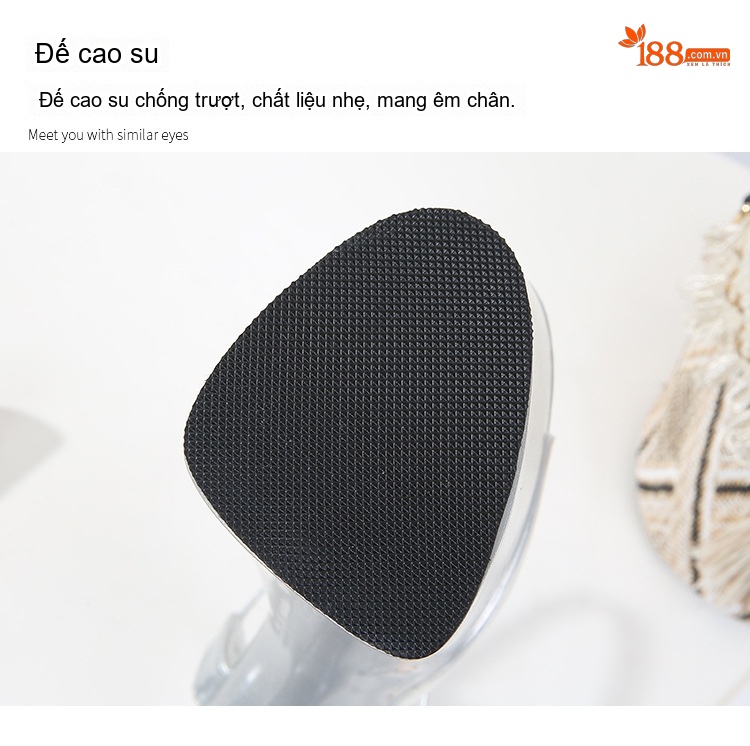 Giày Sandal Cao Gót Nữ Quai Trong Suốt Đế Xuồng Siêu Cao Gót Cao 10cm - 12cm Màu Đen, Trắng, Đỏ, Tím... chi tiết 6
