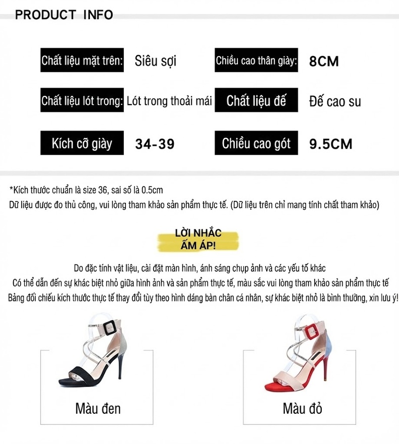 Giày Sandal Cao Gót Nữ Phối Màu Quai Mảnh Gót Nhọn Gót Cao 8cm Màu Đỏ, Xanh, Be, Đen chi tiết 10