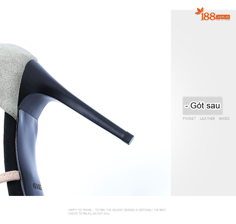 Giày Sandal Cao Gót Nữ Phối Màu Quai Mảnh Gót Nhọn Gót Cao 8cm Màu Đỏ, Xanh, Be, Đen chi tiết 4
