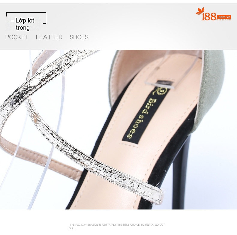 Giày Sandal Cao Gót Nữ Phối Màu Quai Mảnh Gót Nhọn Gót Cao 8cm Màu Đỏ, Xanh, Be, Đen chi tiết 5