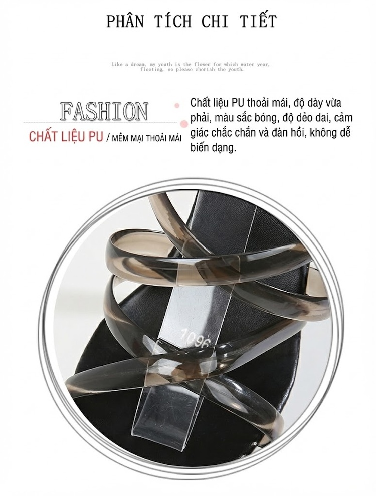 Giày Sandal Cao Gót Nữ Da Bóng Quai Trong Gót Cao 10cm - 12cm Màu Đen, Đỏ, Hồng, Trắng... chi tiết 4