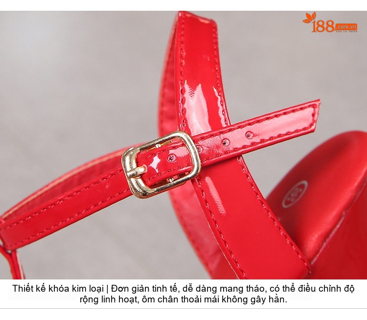 Giày Sandal Cao Gót Nữ Quai Chữ T Da Bóng Gót Cao 10cm - 12cm Màu Đen, Trắng, Đỏ, Hồng... chi tiết 7