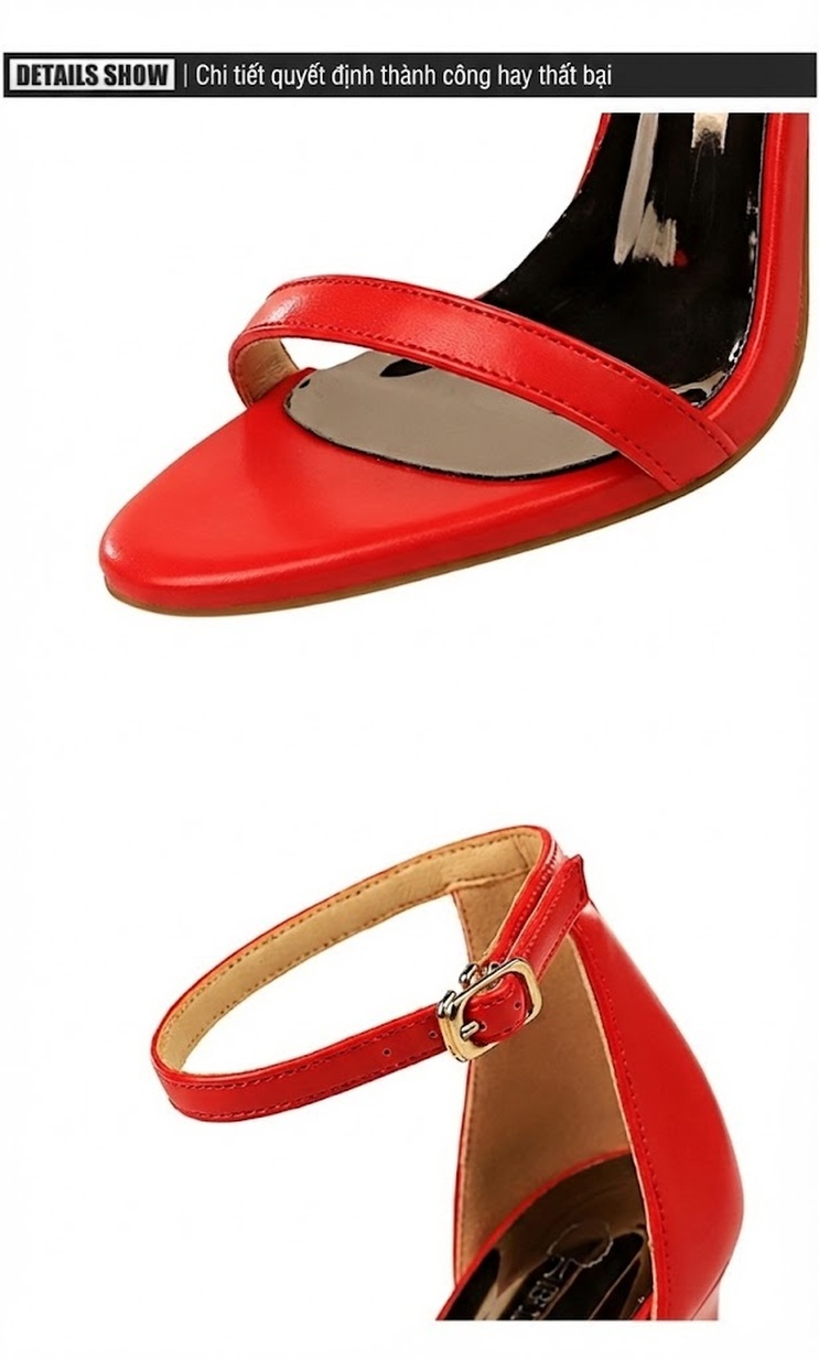 Giày Sandal Cao Gót Nữ Quai Ngang Thanh Mảnh Gót Cao 8cm Màu Đen, Vàng, Bạc, Nâu, Trắng, Đỏ... chi tiết 27