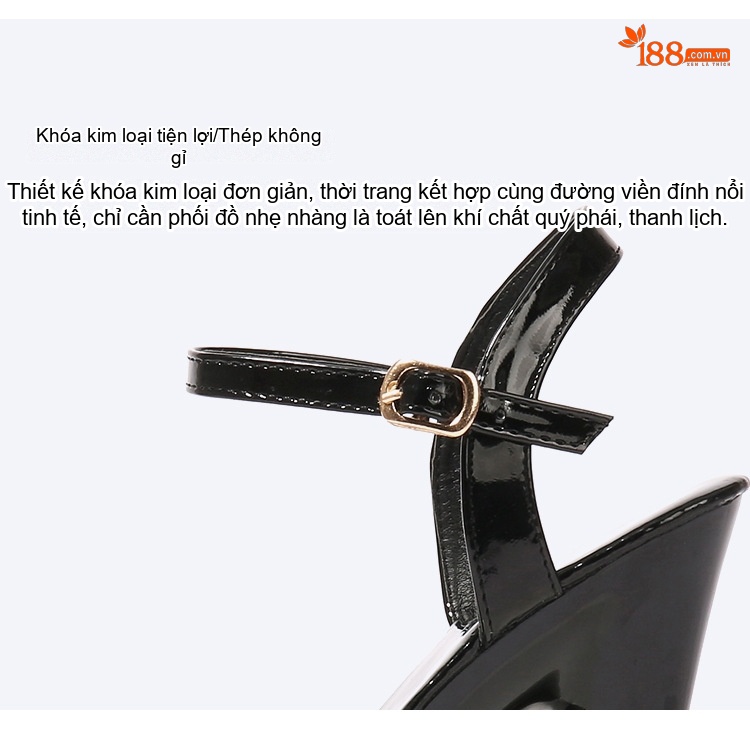 Giày Sandal Cao Gót Nữ Quai Mảnh Hở Mũi Da Bóng Gót Cao 10cm - 12cm Màu Đen, Đỏ, Trắng, Bạc... chi tiết 7