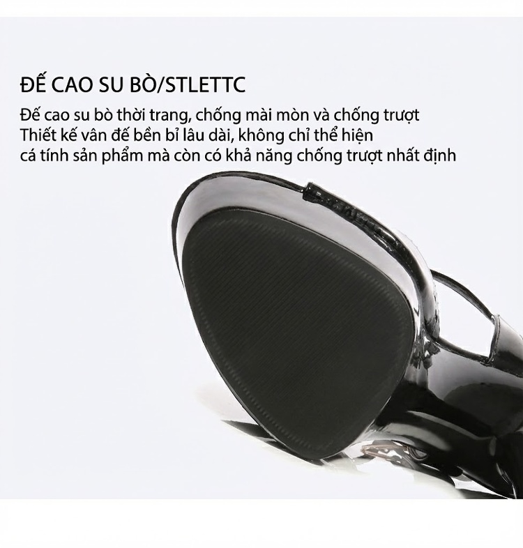 Giày Sandal Cao Gót Nữ Quai Mảnh Hở Mũi Da Bóng Gót Cao 10cm - 12cm Màu Đen, Đỏ, Trắng, Bạc... chi tiết 9