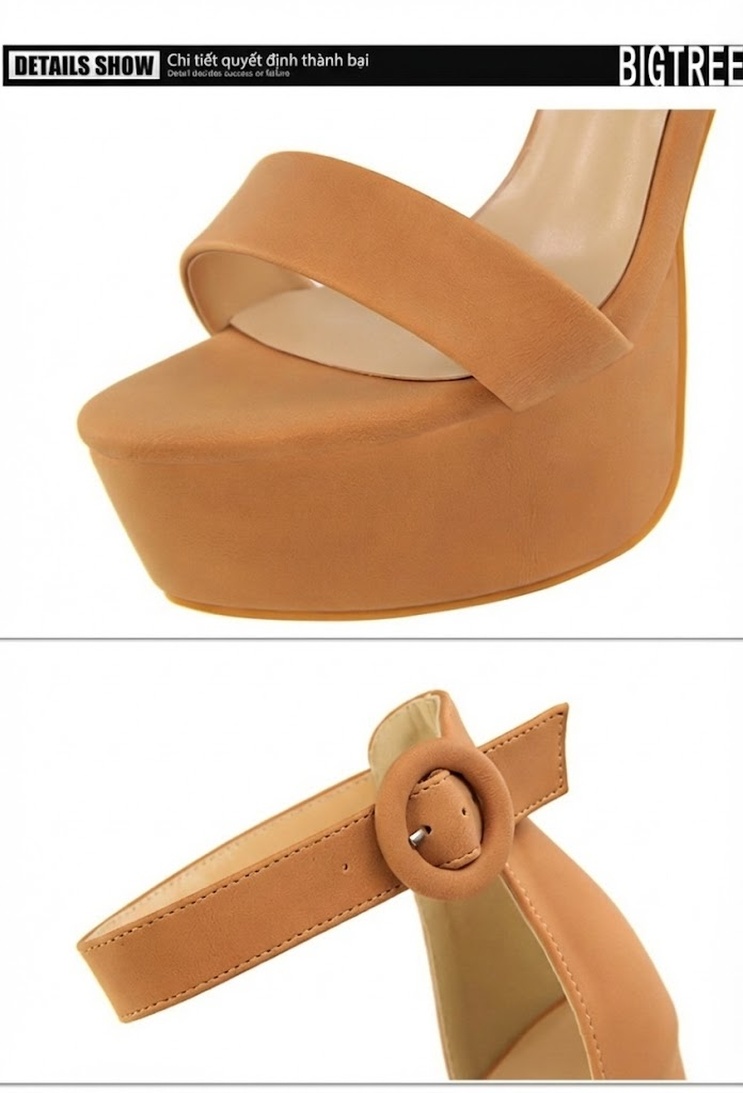 Giày Sandal Cao Gót Nữ Quai Hậu Đế Xuồng Gót Vuông Gót Cao 8cm Da Mờ Màu Kem, Đen, Nâu, Đỏ, Xám... chi tiết 31