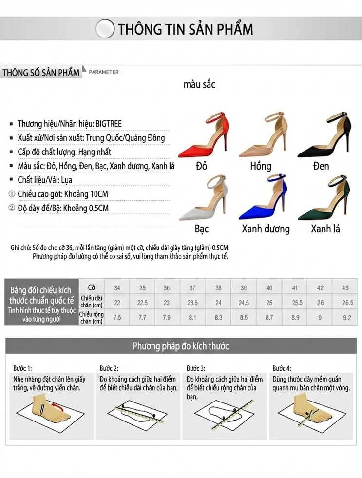 Giày Sandal Cao Gót Nữ Quai Mảnh Hở Gót Mũi Nhọn Chất Liệu Lụa Gót Cao 8cm Màu Xanh Lá, Đỏ, Xanh Dương, Nude... chi tiết 1