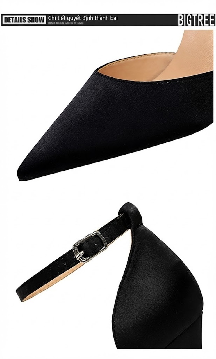 Giày Sandal Cao Gót Nữ Quai Mảnh Hở Gót Mũi Nhọn Chất Liệu Lụa Gót Cao 8cm Màu Xanh Lá, Đỏ, Xanh Dương, Nude... chi tiết 28