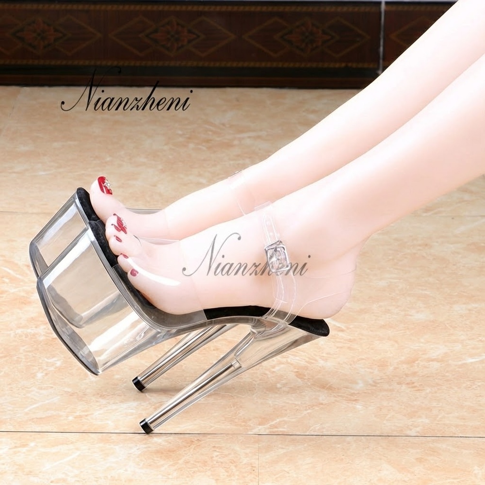 Giày Sandal Cao Gót Nữ Quai Trong Suốt Gót Nhọn Gót Cao 17cm Màu Đen, Hồng, Xanh Dương, Đỏ... chi tiết 11