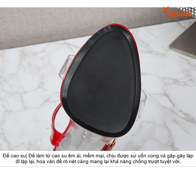Giày Sandal Cao Gót Nữ Quai Trong Suốt Đính Đá Gót Cao 11cm Màu Đen, Bạc, Đỏ, Trắng... chi tiết 6