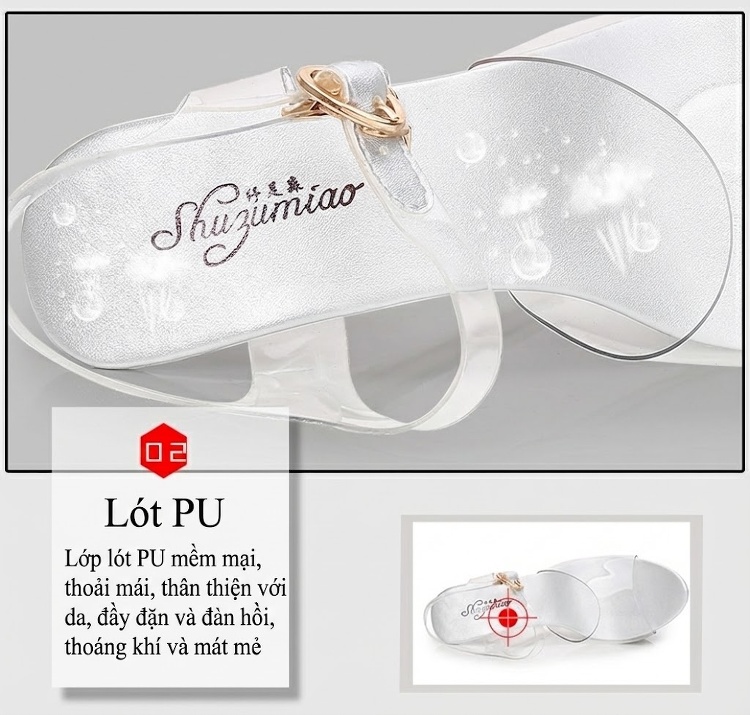 Giày Sandal Cao Gót Nữ Quai Trong Suốt Đế Hoa Gót Cao 10cm - 12cm Màu Đỏ, Vàng, Hồng, Trắng... chi tiết 22
