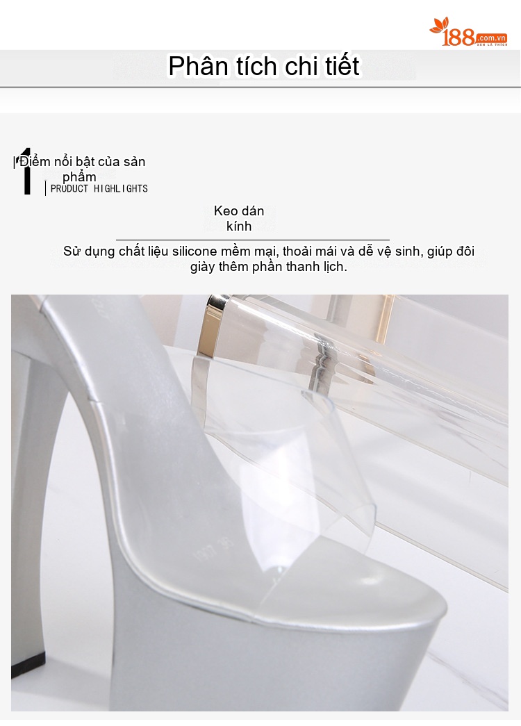 Giày Sandal Cao Gót Nữ Quai Trong Suốt Đế Cao Gót Vô Cực Gót Cao 11cm - 12cm Màu Đen, Đỏ, Bạc, Hồng... chi tiết 5