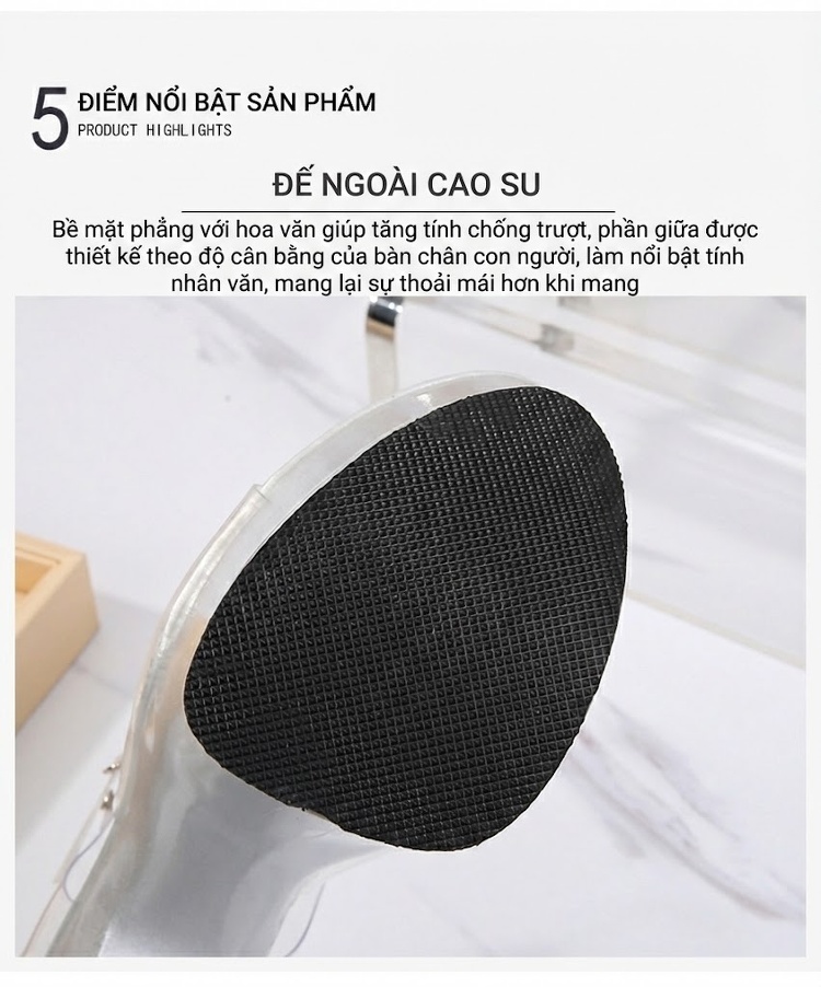 Giày Sandal Cao Gót Nữ Quai Trong Suốt Đế Cao Gót Vô Cực Gót Cao 11cm - 12cm Màu Đen, Đỏ, Bạc, Hồng... chi tiết 9
