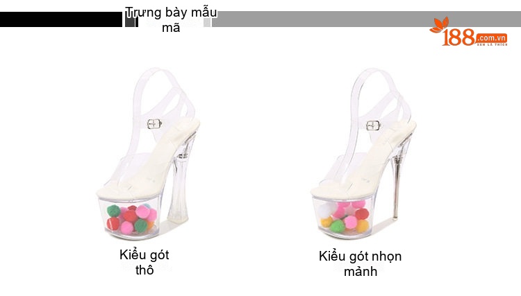 Giày Sandal Cao Gót Nữ Quai Trong Suốt Gót Vuông Gót Cao 8cm - 9cm chi tiết 2