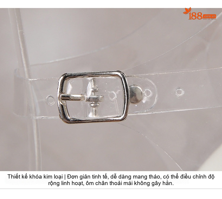 Giày Sandal Cao Gót Nữ Quai Trong Suốt Gót Vuông Gót Cao 8cm - 9cm chi tiết 7