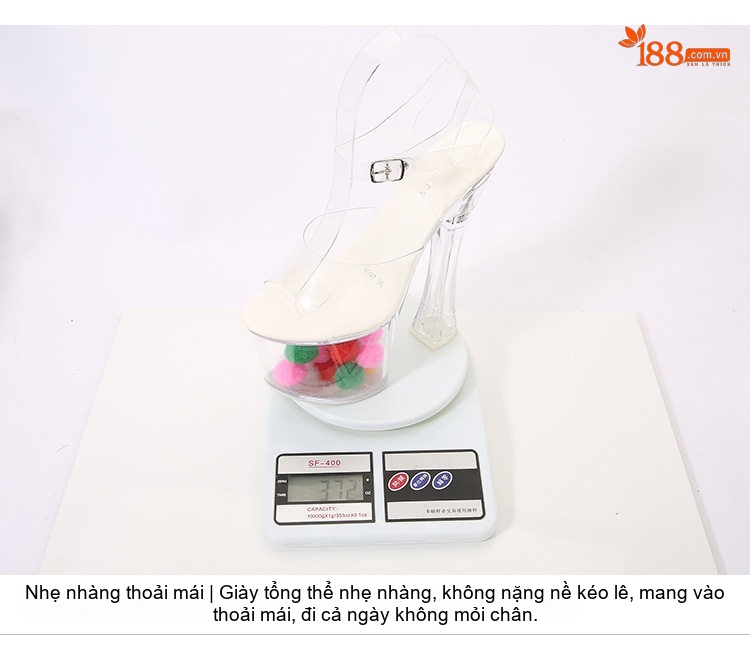 Giày Sandal Cao Gót Nữ Quai Trong Suốt Gót Vuông Gót Cao 8cm - 9cm chi tiết 8
