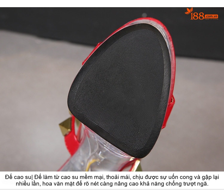Giày Sandal Cao Gót Nữ Quai Trong Suốt Đinh Tán Gót Nhọn Gót Cao 13cm - 15cm Màu Đen, Trắng, Đỏ, Bạc... chi tiết 13