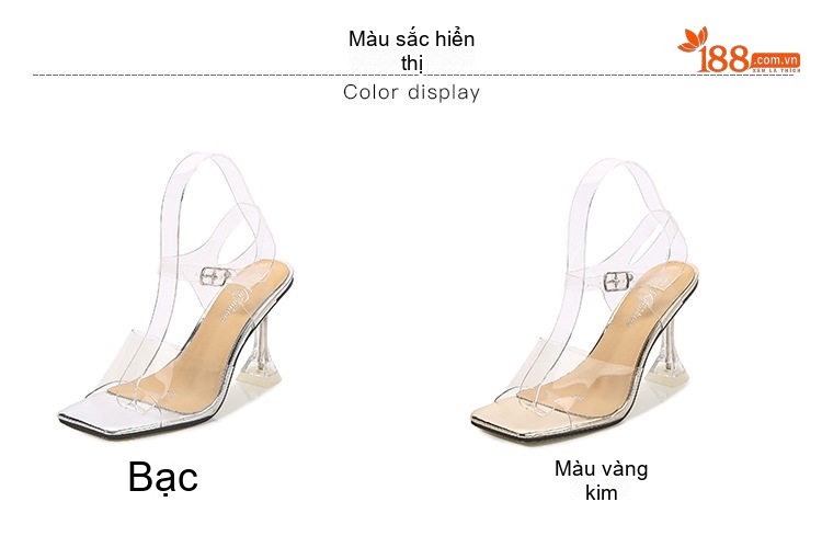 Giày Sandal Cao Gót Nữ Quai Trong Suốt Gót Cao 8cm Màu Trong Suốt chi tiết 3