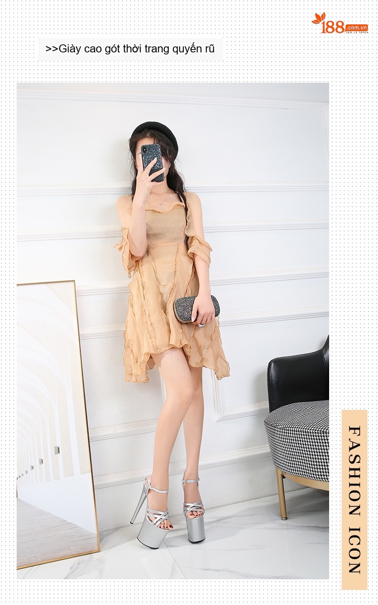 Giày Sandal Cao Gót Nữ Quai Mảnh Gót Nhọn Gót Cao 10cm - 12cm Màu Đen, Đỏ, Trắng, Hồng... chi tiết 1