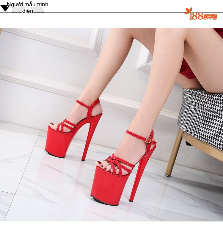 Giày Sandal Cao Gót Nữ Quai Mảnh Gót Nhọn Gót Cao 10cm - 12cm Màu Đen, Đỏ, Trắng, Hồng... chi tiết 23