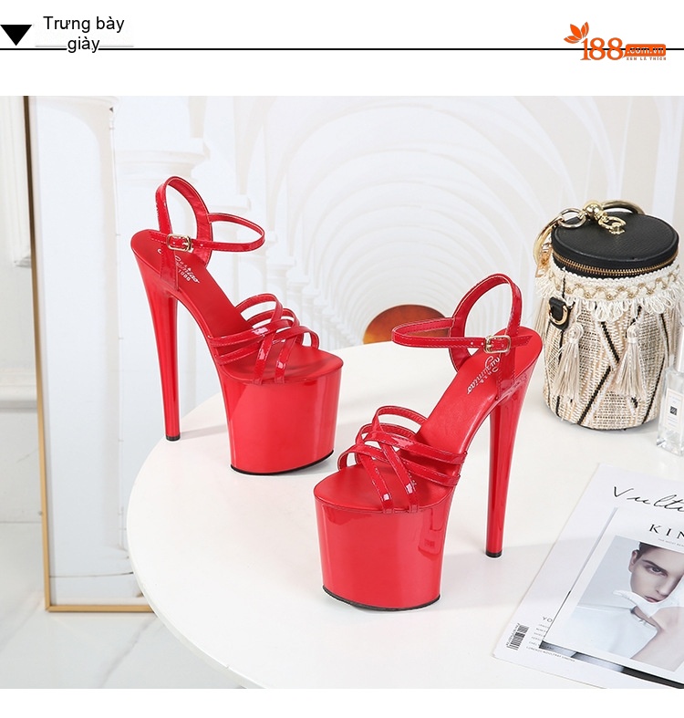 Giày Sandal Cao Gót Nữ Quai Mảnh Gót Nhọn Gót Cao 10cm - 12cm Màu Đen, Đỏ, Trắng, Hồng... chi tiết 29