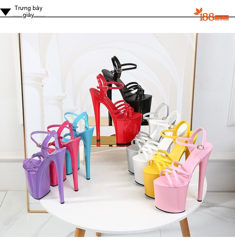 Giày Sandal Cao Gót Nữ Quai Mảnh Gót Nhọn Gót Cao 10cm - 12cm Màu Đen, Đỏ, Trắng, Hồng... chi tiết 34