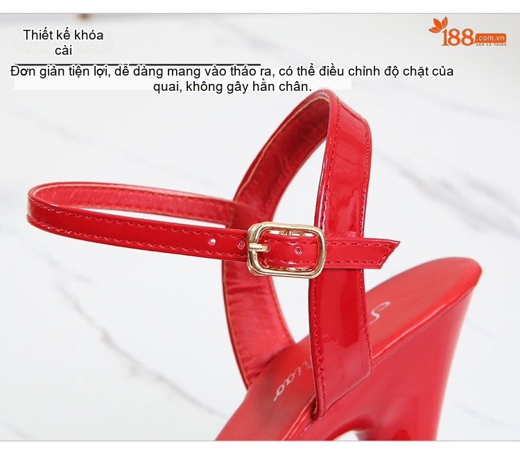 Giày Sandal Cao Gót Nữ Quai Ngang Da Bóng Gót Cao 13cm Màu Đen, Vàng, Hồng, Tím... chi tiết 5