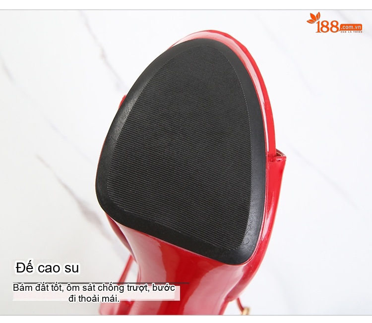 Giày Sandal Cao Gót Nữ Quai Ngang Da Bóng Gót Cao 13cm Màu Đen, Vàng, Hồng, Tím... chi tiết 8