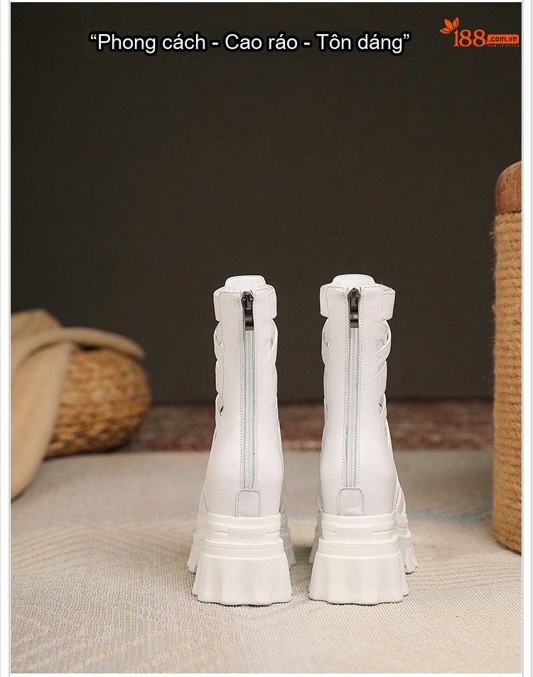 Giày Sandal Cao Gót Nữ Da Thật Hở Ngón Quai Dọc Đế Cao 10cm Màu Đen, Trắng chi tiết 3