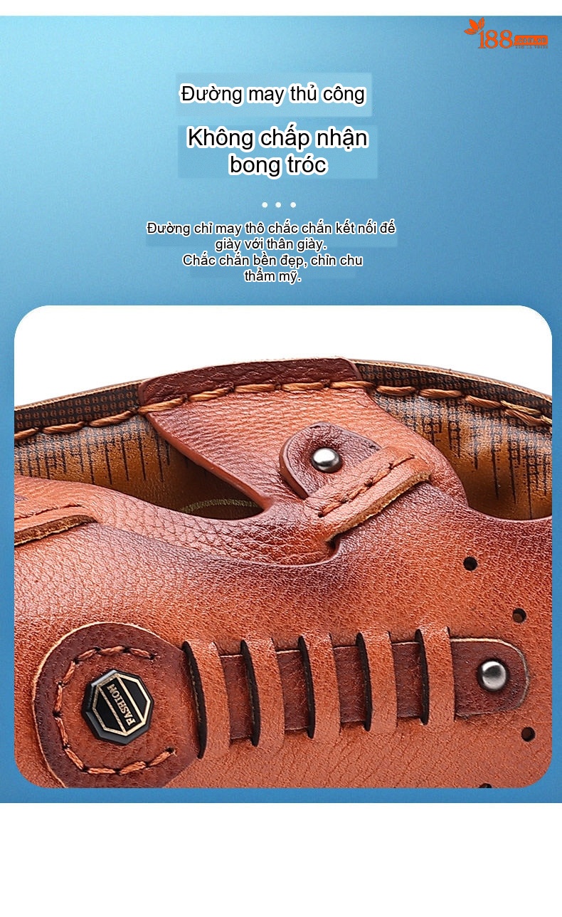 Sandal Da Bò Mũi Kín Nam Thoáng Khí 2in1 Chiều Cao Đế Khoảng 2cm Màu Nâu chi tiết 10