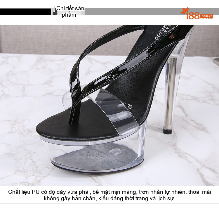 Giày Sandal Cao Gót Nữ Kẹp Ngón Quai Mảnh Đế Xuồng Gót Cao 13cm Màu Đen, Đỏ, Vàng, Hồng... chi tiết 4