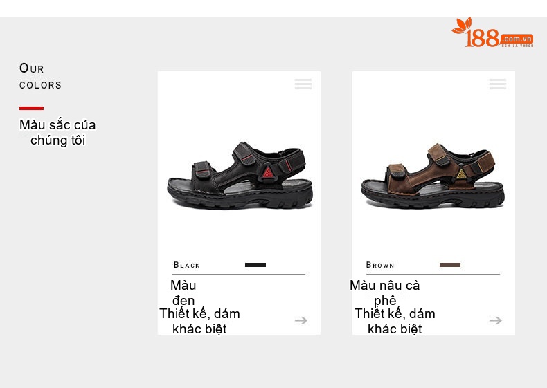 Sandal Nam Da Bò Hở Ngón Thoáng Khí Chiều Cao Đế Khoảng 3cm Màu Đen, Nâu chi tiết 5