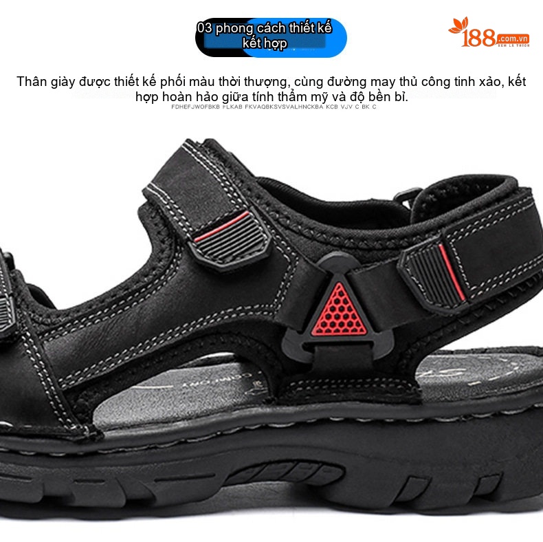 Sandal Nam Da Bò Hở Ngón Thoáng Khí Chiều Cao Đế Khoảng 3cm Màu Đen, Nâu chi tiết 8