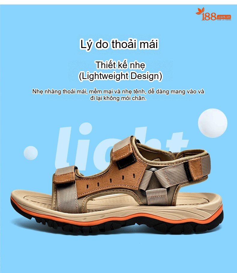 Sandal Nam Da Bò Mùa Hè Đế Dày Khoảng 3cm Quai Dán Mũi Hở Màu Nâu, Đen, Xám chi tiết 6