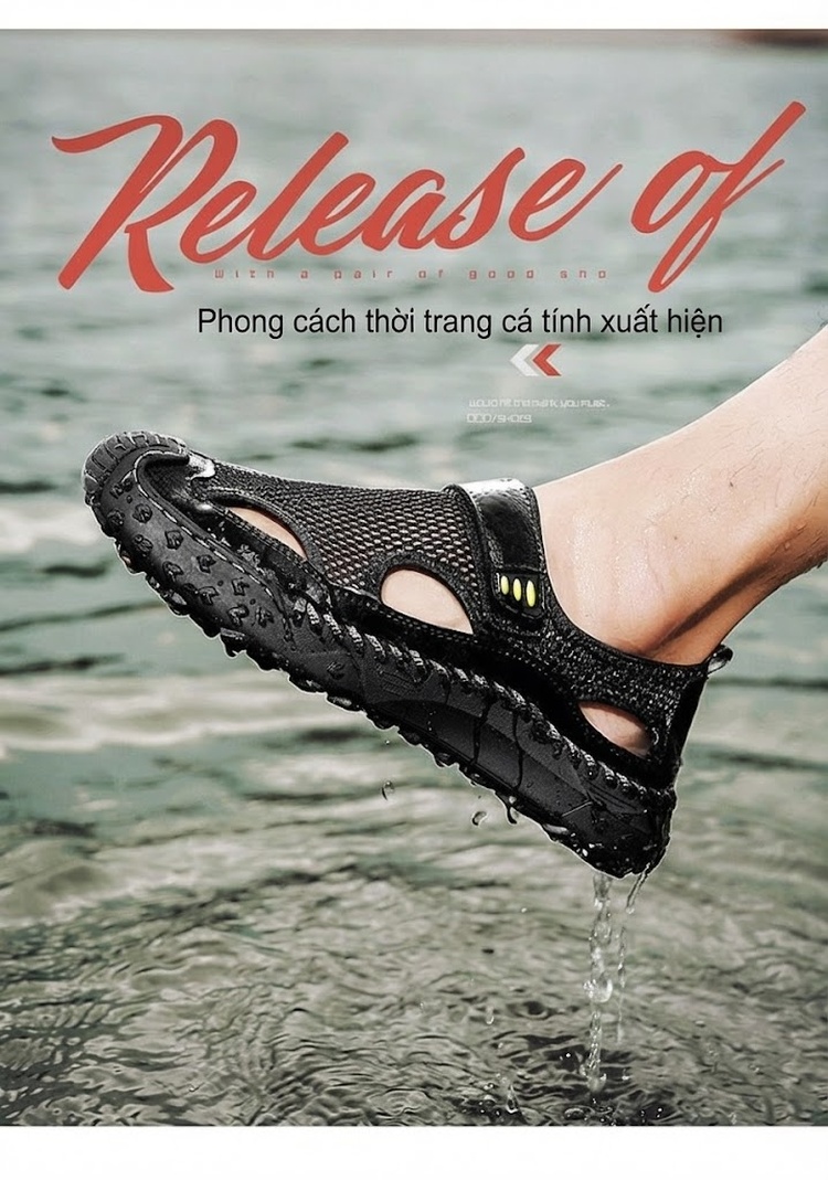 Sandal Nam Da Thật Lưới Thoáng Khí Chiều Cao Đế Khoảng 3cm Màu Nâu, Đen, Xám chi tiết 4